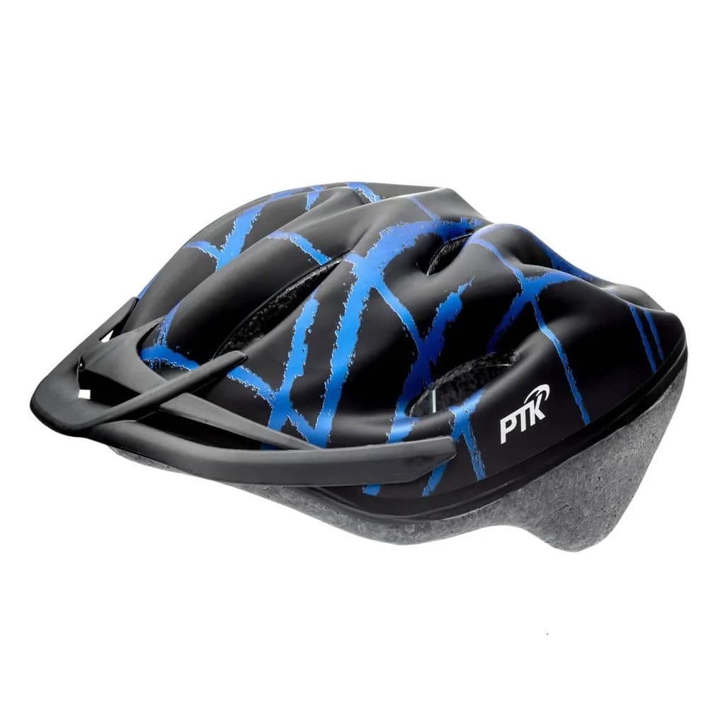 Capacete Ptk De Ciclismo Ciclista Adulto Ajustavel Bike Mtb Preto/Azul TAM 56-62