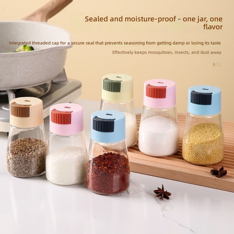 Tipo Push quantitativo saleiro cozinha controle de sal shaker jar sal Sprinkler medição sal tempero caixa saleiro temper