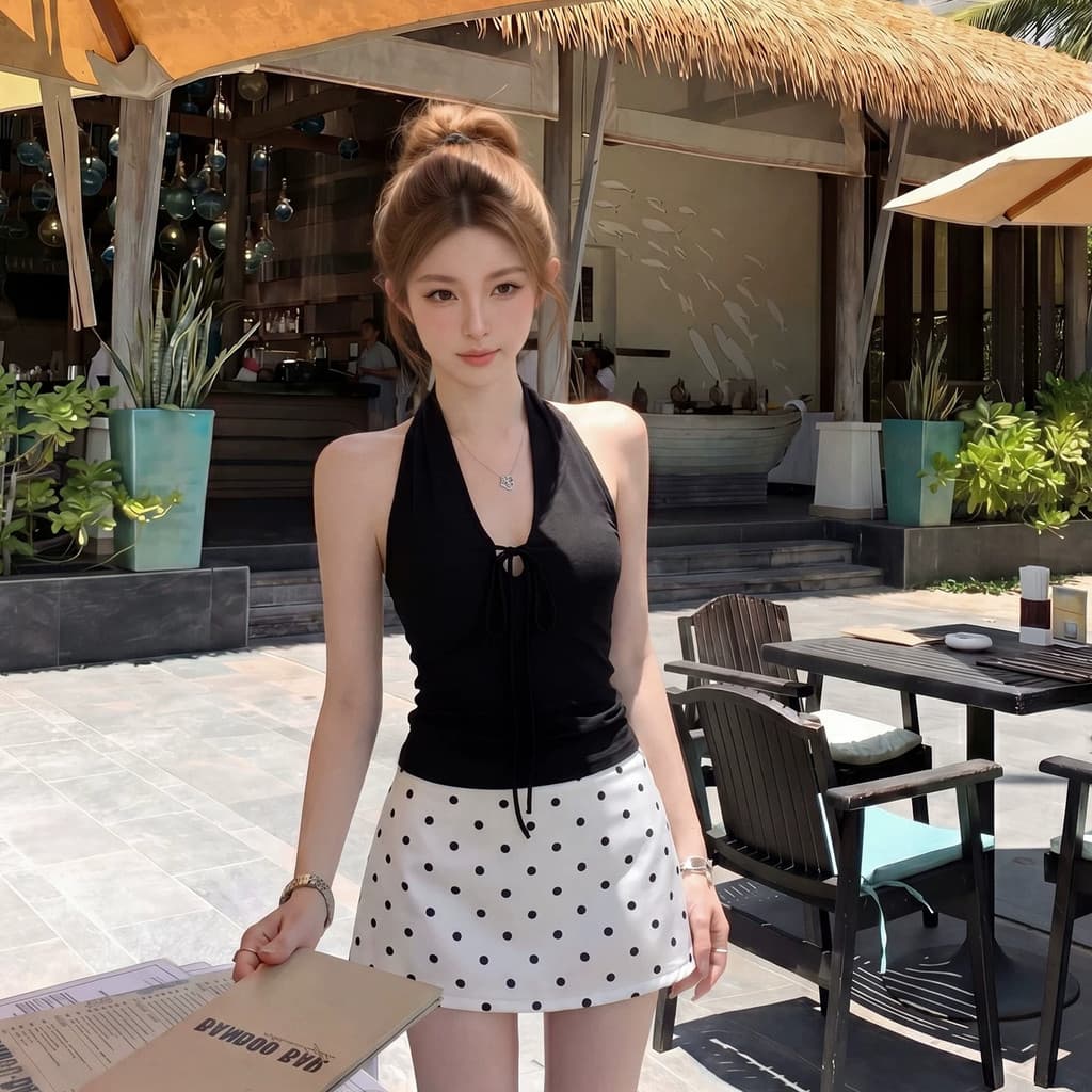 Novo Top frente única sem mangas American Hot Girl Slim-fit