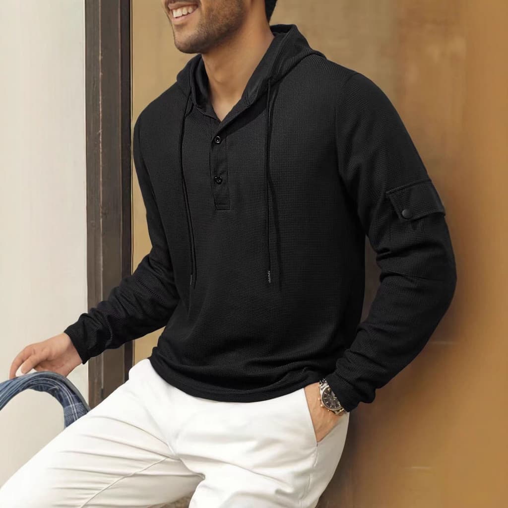 Cross-Border masculino esportes Fitness com capuz moletom de manga comprida europeu americano moletom com capuz Waffle H