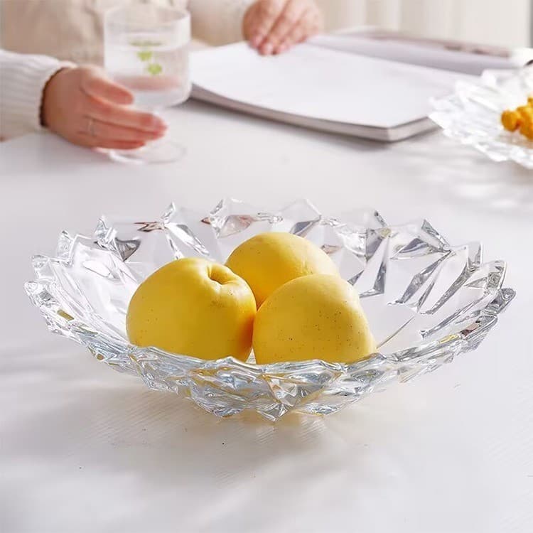 Centro de Mesa Diamond Transparente Vidro Grosso 33cm - Fruteira Decorativa Sala e Mesa Posta