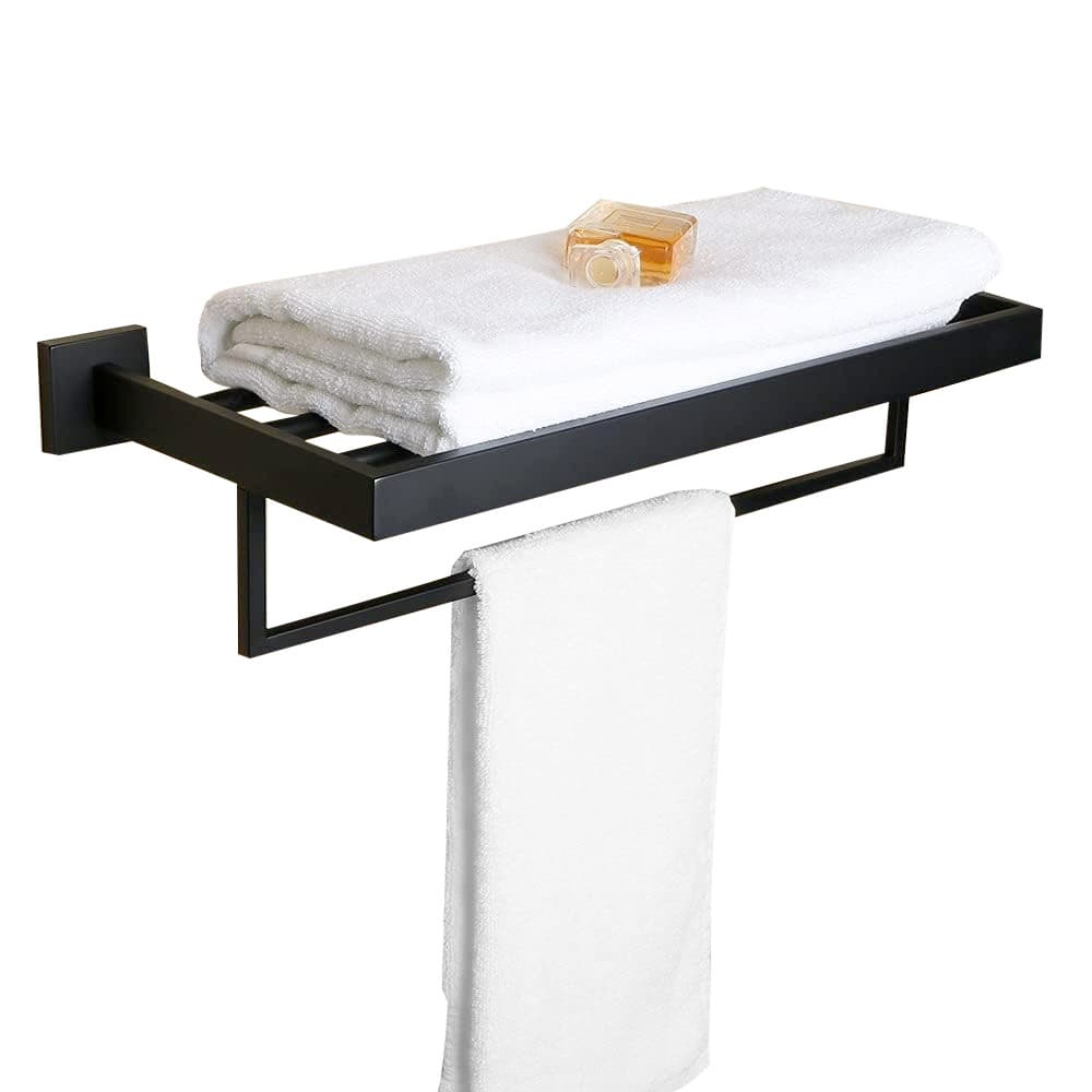 Suporte Porta Toalha Banho Duplo Embralumi Toalheiro De Parede Banheiro 60cm Preto Fosco