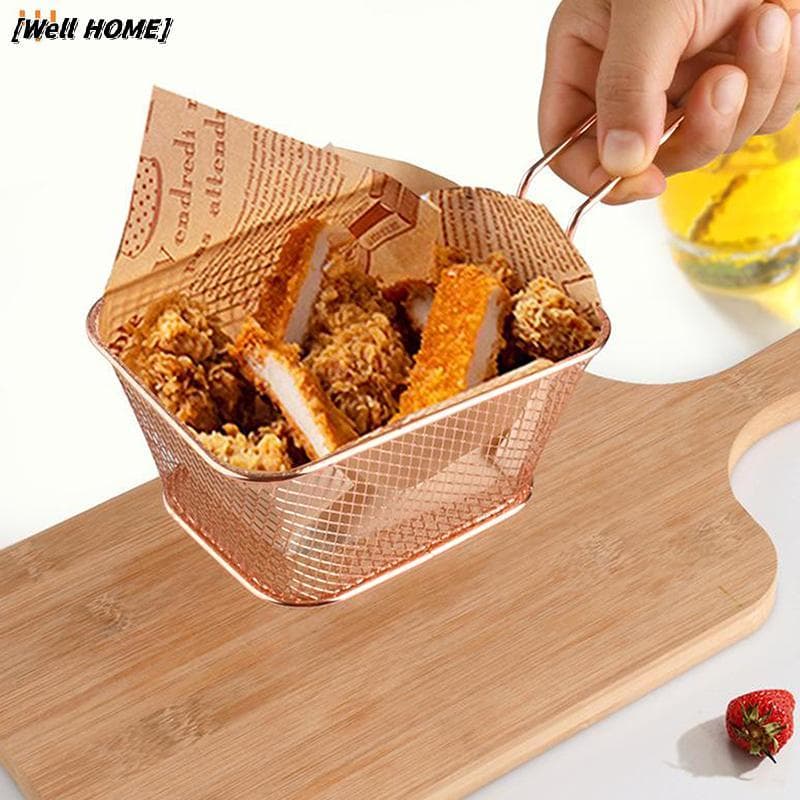 [Bem HOME] Cesta De Fritura De Aço Inoxidável Multifuncional Mini Criativa Quadrada Separada A Óleo Nova