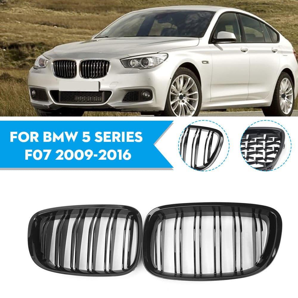 Para BMW Série 5 2009-2016 GT F07 528i 535i 550i Amortecedor Dianteiro Do Carro Grade De Rim Gloss Preto Grades Acessóri