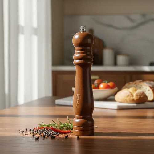 Moedor De Pimenta E Sal Em Madeira Grande Pepper Especiarias