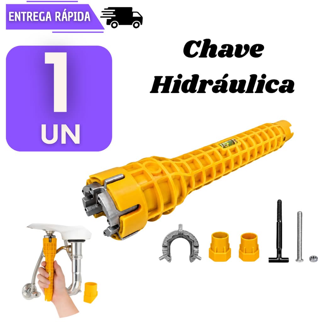 Jogo 1 Chave Hidráulica 8 em 1 Multifuncional Para Apertar Cano Torneira Pia Registro Sifão Encanador Grifo Ferramenta