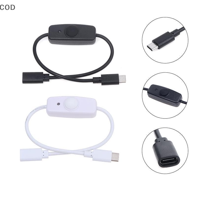 [QYA] USB Tipo C Com Botão Liga/Desliga Cabo De Extensão De Carregamento De 30 Cm Universal BR