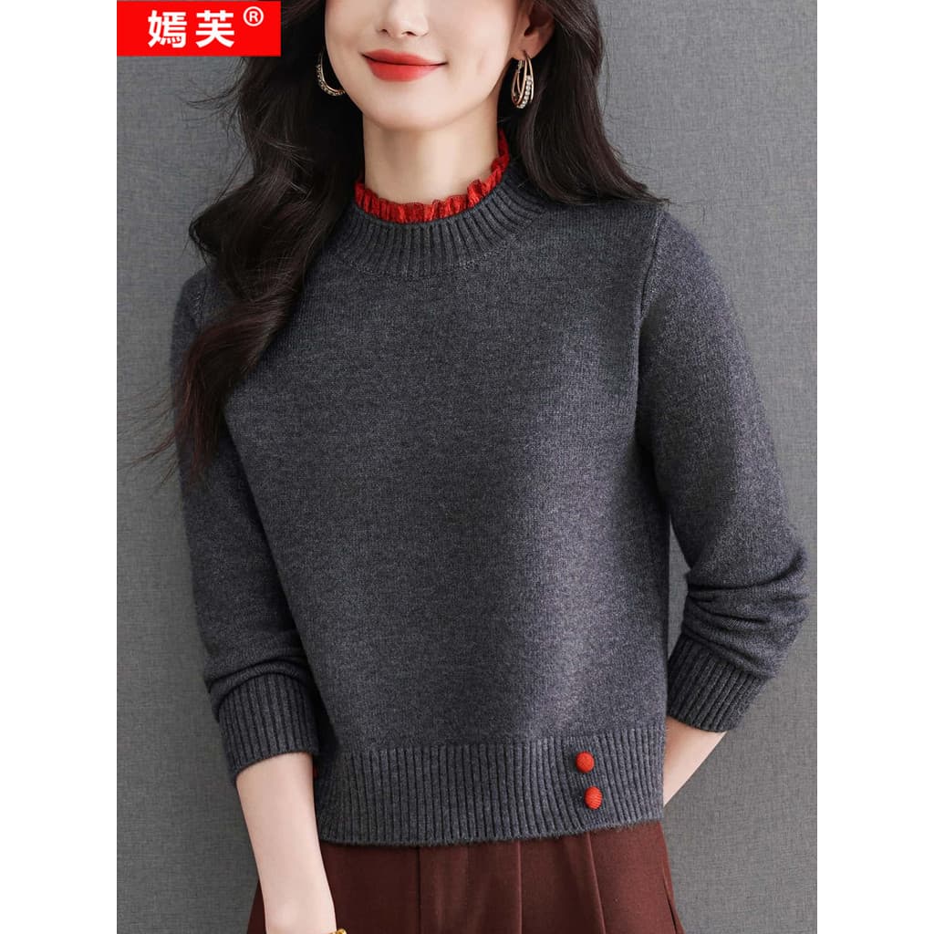 Yanfu 2025 malhas de venda quente feminino outono inverno meia gola alta camisola All-match camisa de fundo curto mais m