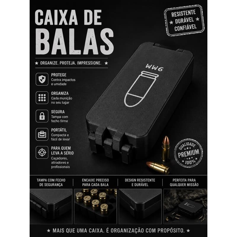Caixa Organizadora de Munição 50un 9mm