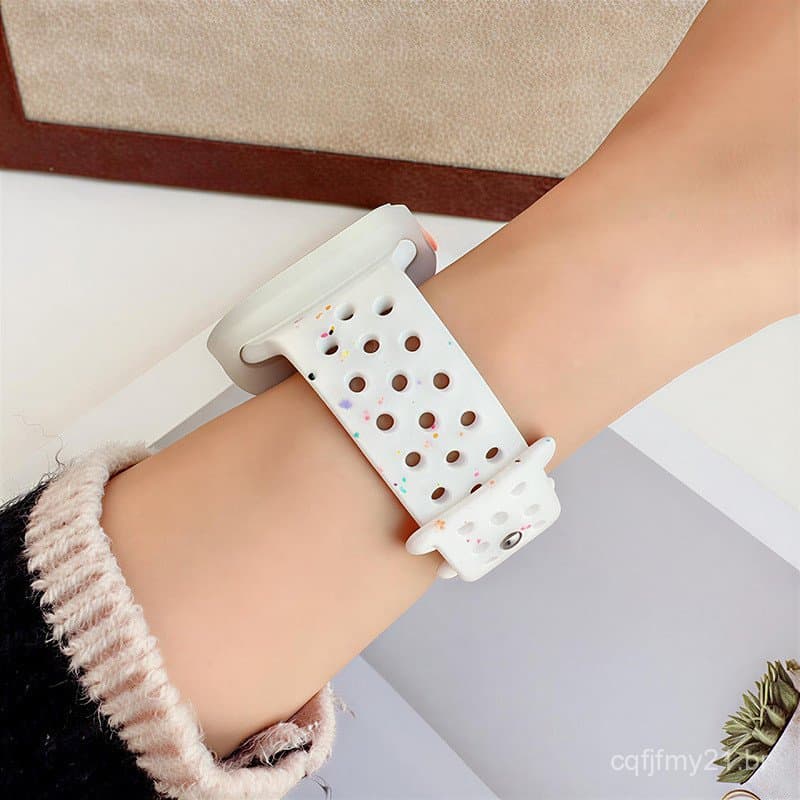 Conjunto de 2 peças: Pulseira esportiva respirável e porosa + Capa protetora resistente de TPU para Apple Watch. Compatí