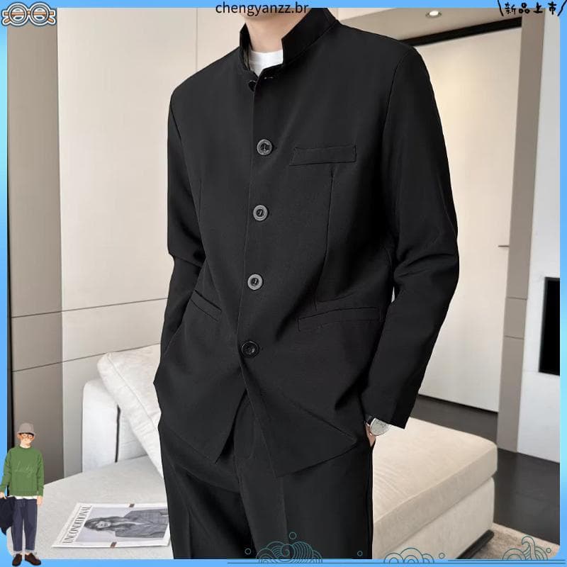 Novo estilo Retro chinês Yama terno masculino estudante universitário Pufferie bonito frito rua gola Tang terno repúblic