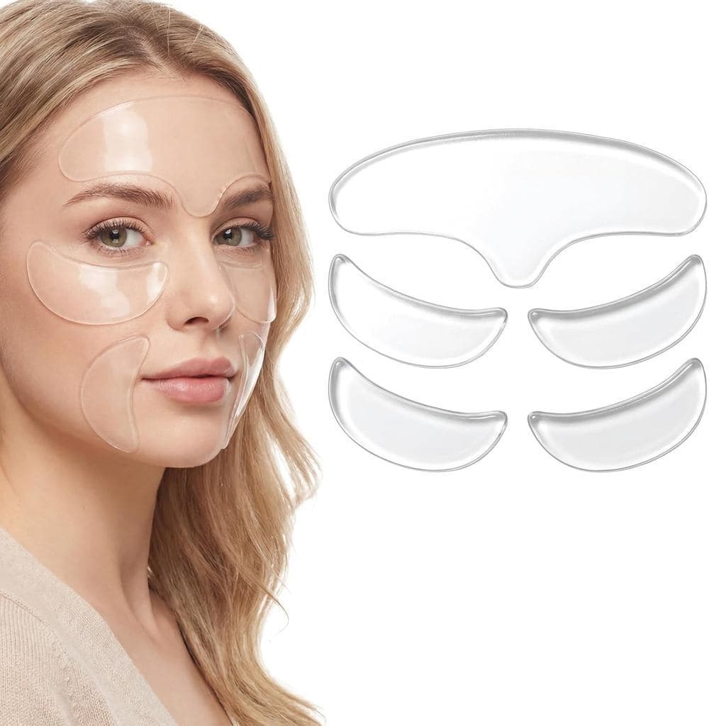5 Peças de Adesivo Antirrugas Facial Reutilizável de Silicone para Rugas na Testa, Adesivo Hidratante e Firmador para Li