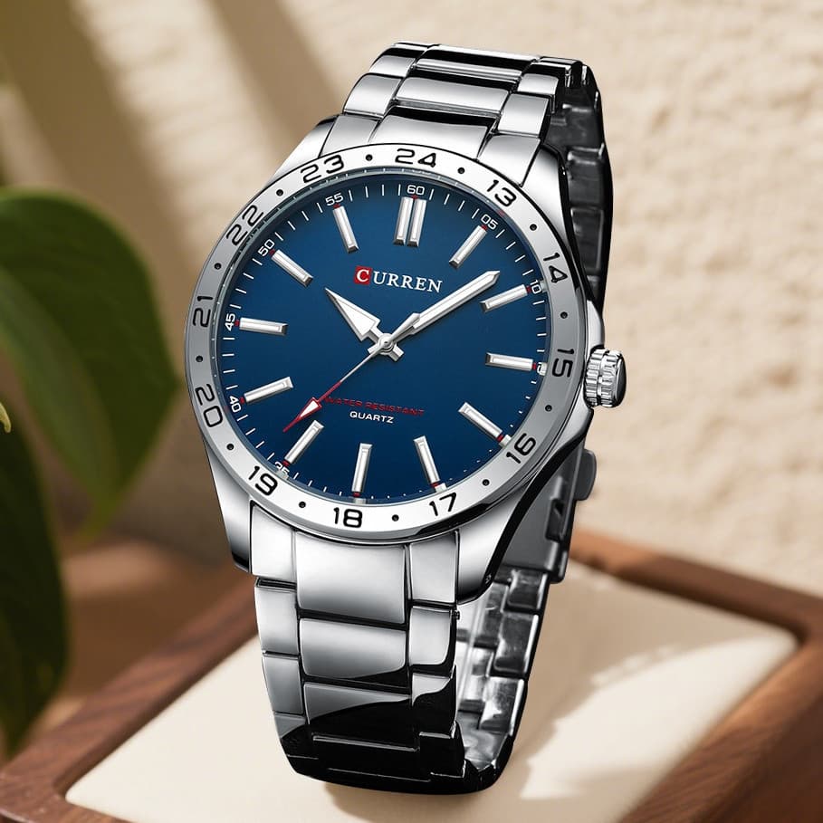 Relógio Masculino CURREN, Clássico e Elegante, Pulseira de Aço Inoxidável, Mostrador Simples, Display Analógico, Movimen