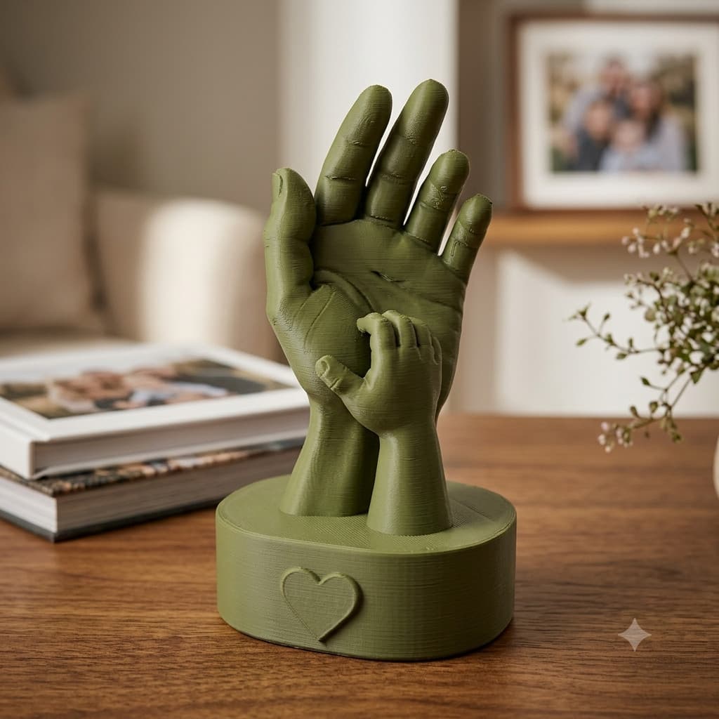 Presente Dia Dos Pais Escultura Decorativa Mão Pai e Filhos modelo Premium