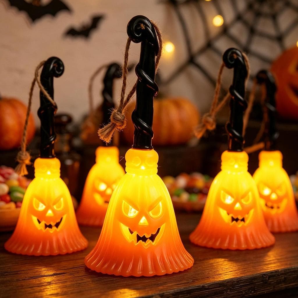 Lanterna LED De Halloween Com Alça Curva-Tocha De Brilho Quente De Abóbora Esculpida Translúcida-Ferramenta De Ornamento