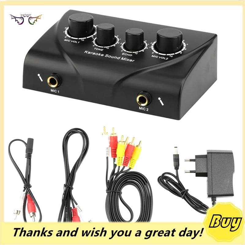 Mixer De Som De Áudio Com Entrada De Microfone Duplo Portátil Para Amplificador E Karaokê Plugue Ue
