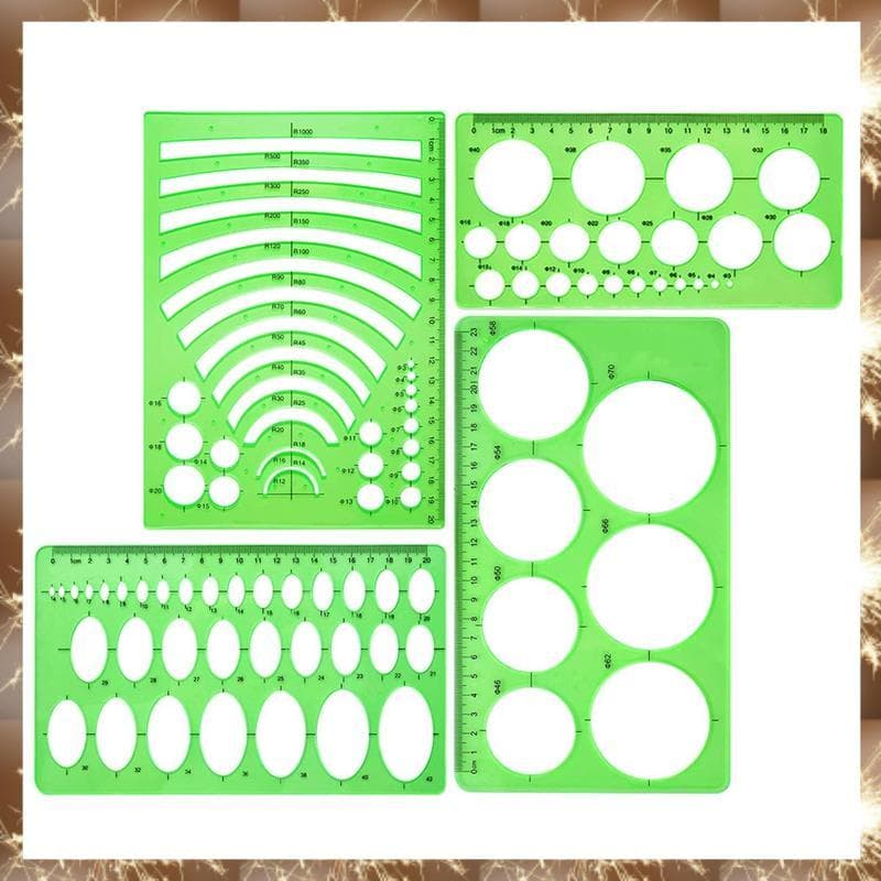 (Div 4 Peças Modelo Réguas De Plástico Círculo Oval Raio Modelos De Desenho Para E Material Escolar Verde Limpo