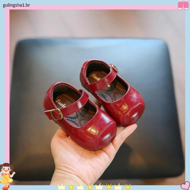 2026 primavera menina estilo princesa antiderrapante sapatos de criança vermelho sola macia bebê sapatos de um ano versã