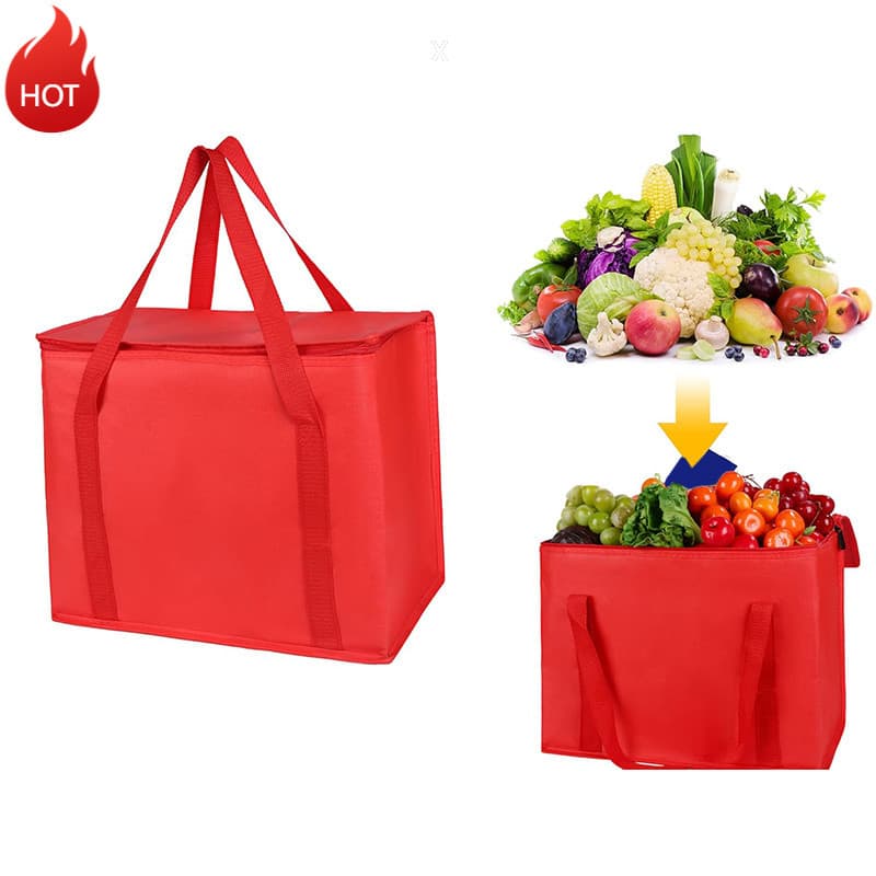 Sacos De Compras Reutilizáveis Isolados LA1V-1pc , Saco Térmico Dobrável Com Parte Superior Zíper , Sacolas Para Entrega