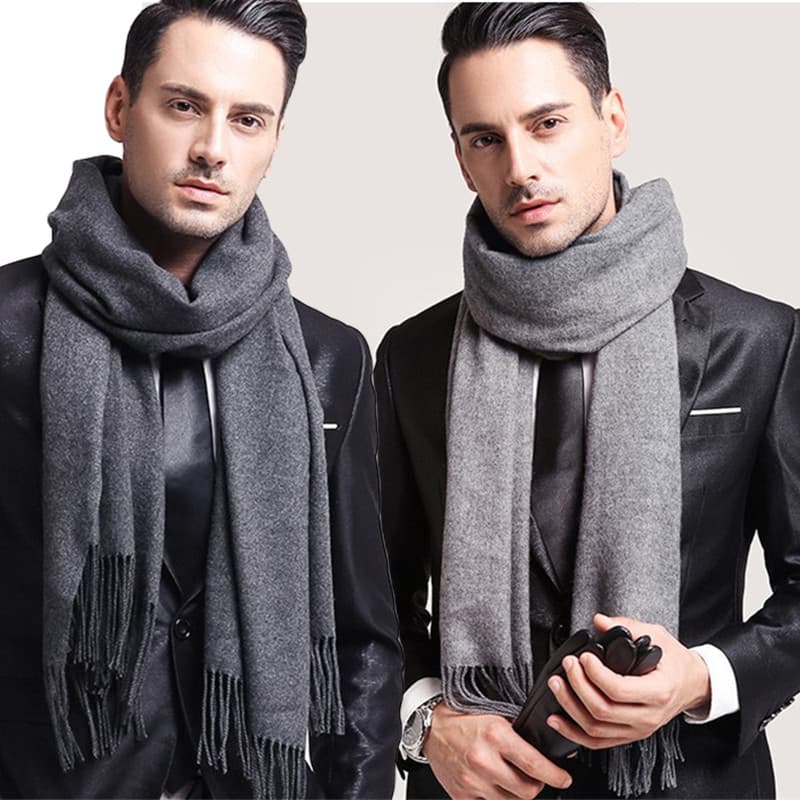 Xale de imitação de caxemira com franjas, cachecol longo de cor sólida, cachecol de moda masculina, cor sólida 0FXI