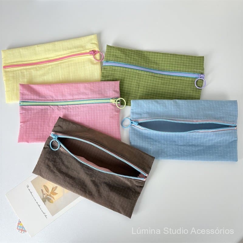 Bolsa de moedas minimalista e elegante à prova d'água, bolsa de armazenamento em nylon com blocos de cor, bolsa de maqui