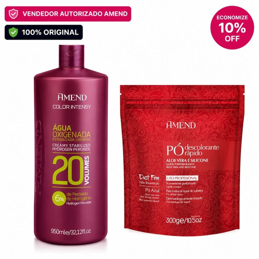 Kit Amend Água Oxigenada Color Intensy 20 volumes 950ml + Pó Descolorante Aloe Vera e Silicone 300g