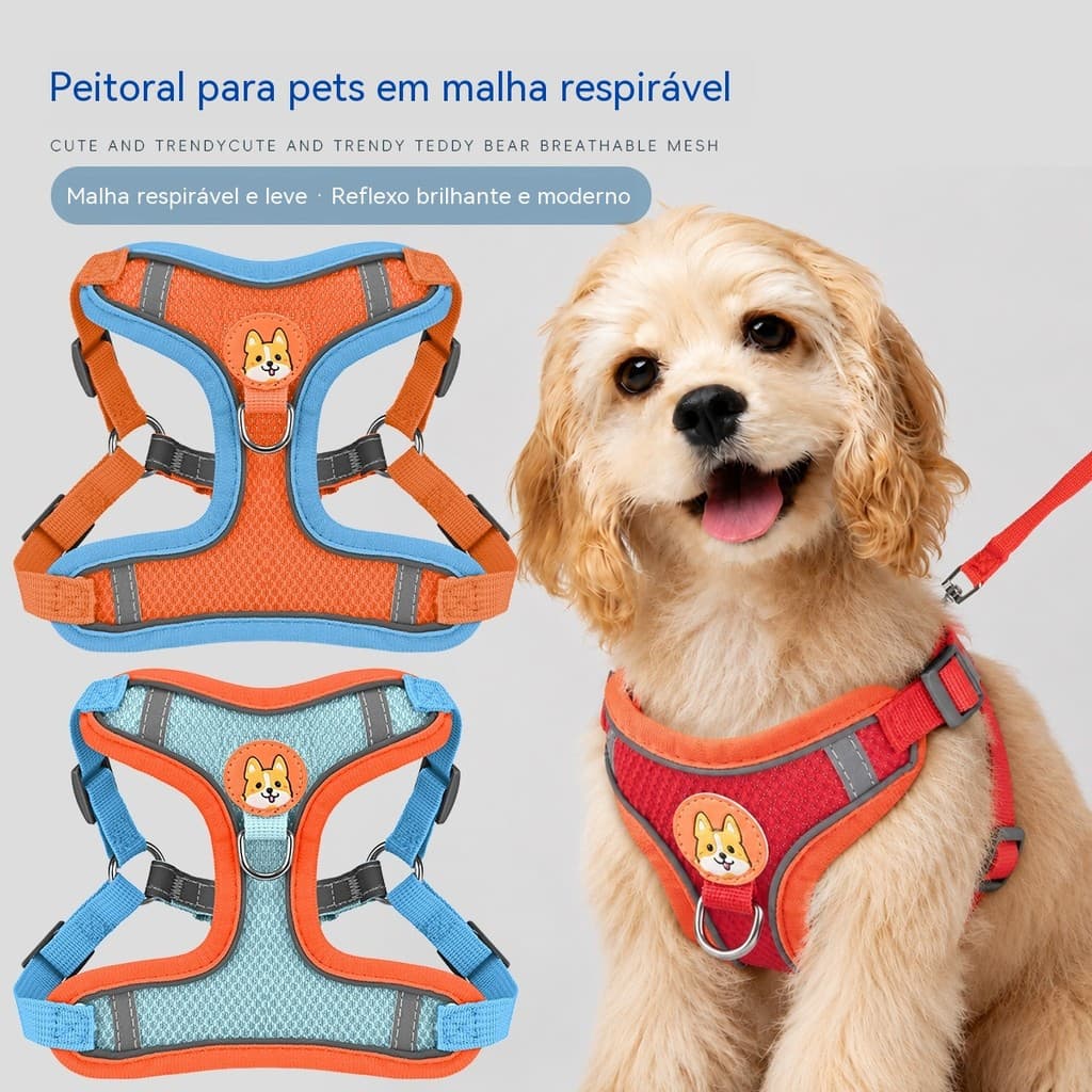 Arnês De Malha Para Animais De Estimação , Respirável E Confortável , Estilo Colete Reflexivo Noturno Cães Gatos Pequeno