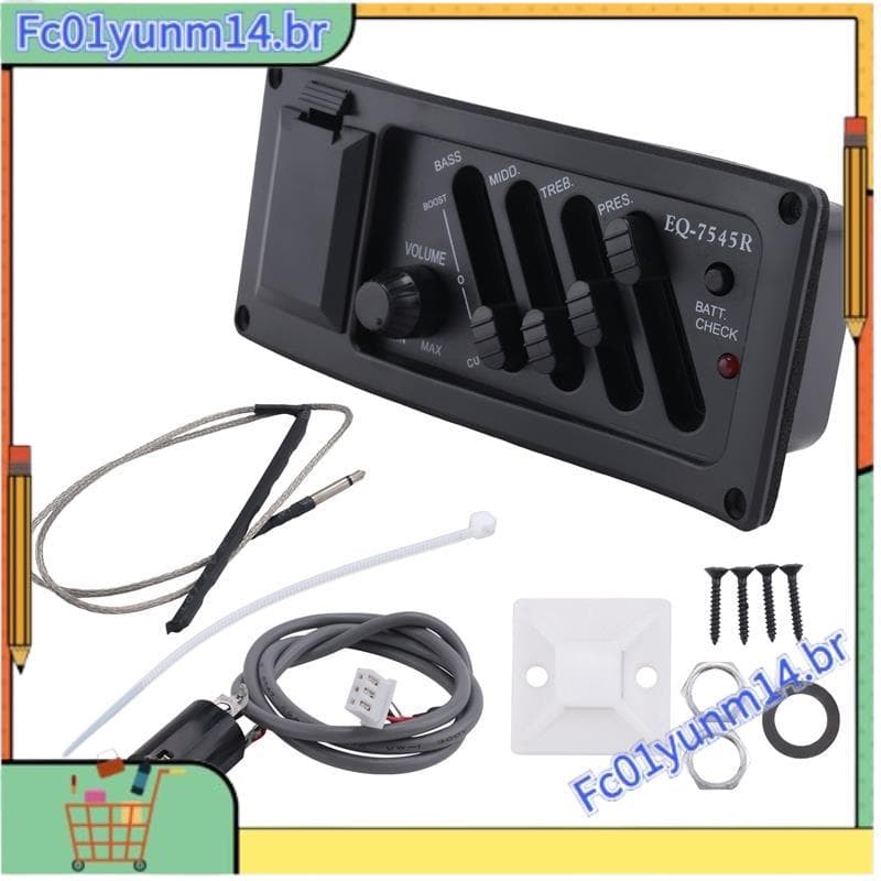 Amplificador De Pré-Guitarra Equalizador EQ 4 Bandas Acústico Piezo 7545r