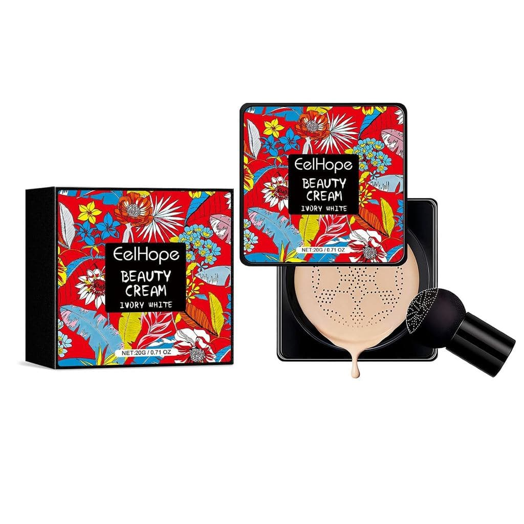 Base de Maquiagem Compacta Ivory White CC Cushion, Controle de Oleosidade com Dióxido de Titânio, Uniformiza o Tom da Pe