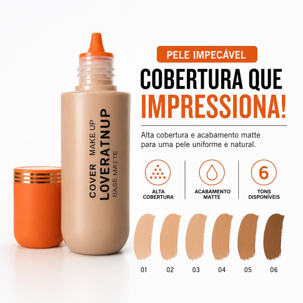 Base Matte Lové Rain Alta Cobertura Não Craquela 6 Cores