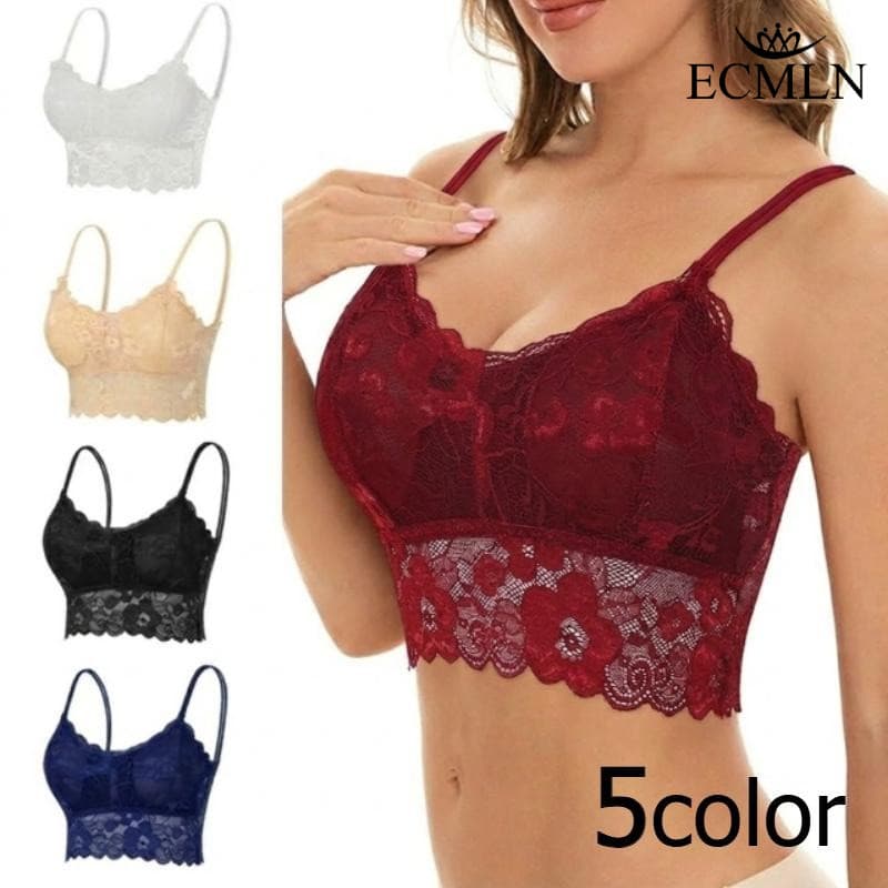 ECMLN Camisola Feminina De Renda Sem Fio Bralette Back Beauty Fina Costura Acolchoada Anti-Exposição Roupa Interna