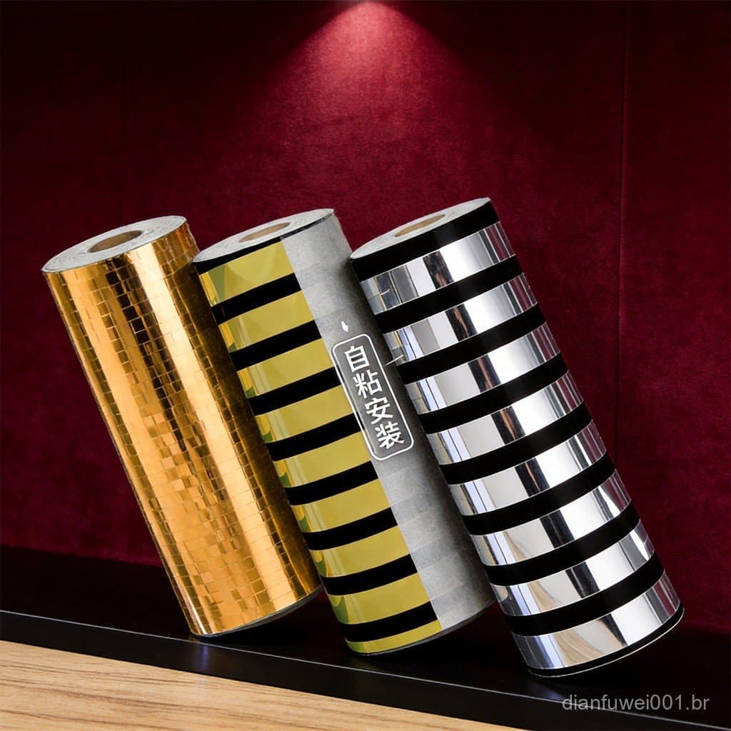 Adesivo de Parede Autoadesivo com Mosaico Dourado e Prateado, Espelho Refletivo 3D, para Salão de Dança, KTV, Fundo de T