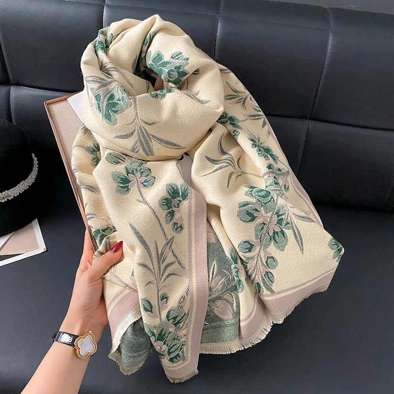 High-End sentido cachecol inverno imitação livre idoso vovó xale exterior xale cachecol quente 2024 novo estilo