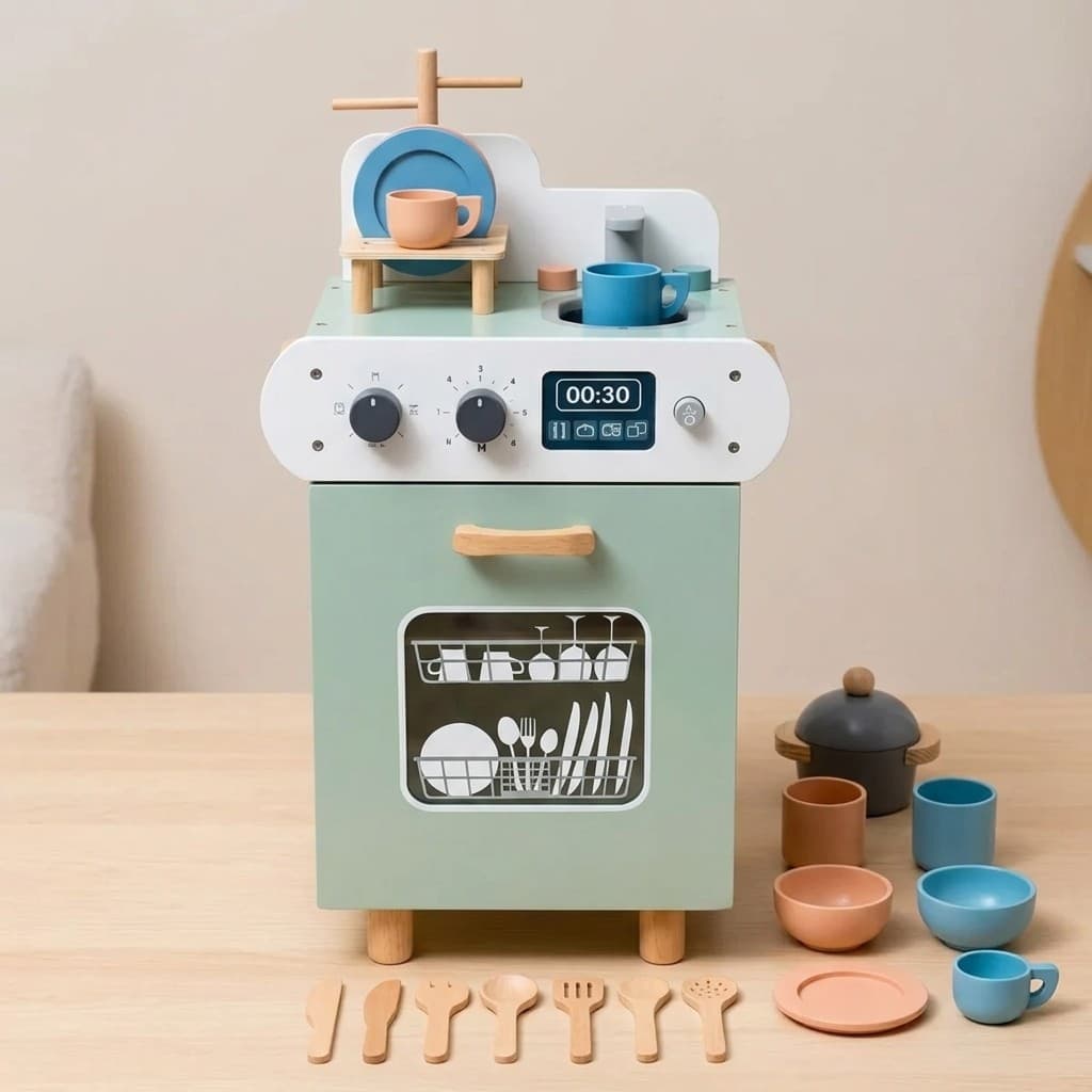 Lava-Louças De Madeira Brinquedo Educativo Cozinha Infantil