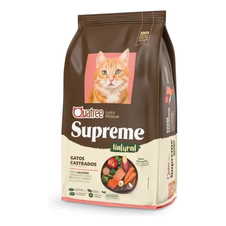 Ração Seca Quatree Supreme Gatos Adultos Castrados Salmão Batata 10kg