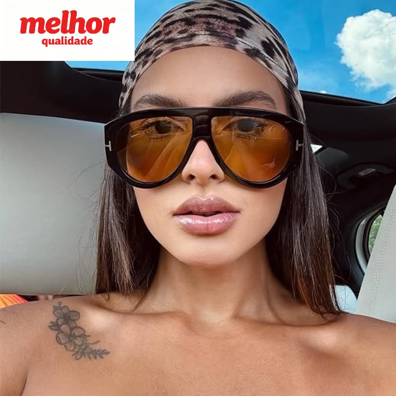 Europeu americano Retro piloto óculos de sol de armação grande Unisex templo largo T-Mark na moda óculos de sol HD lente