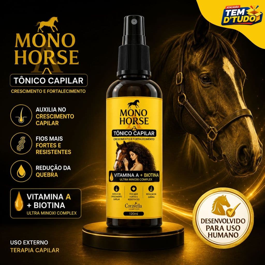Tônico Capilar Mono Horse A Vitamina A Biotina Ultra Complex Auxiliar Crescimento Fortalecimento
