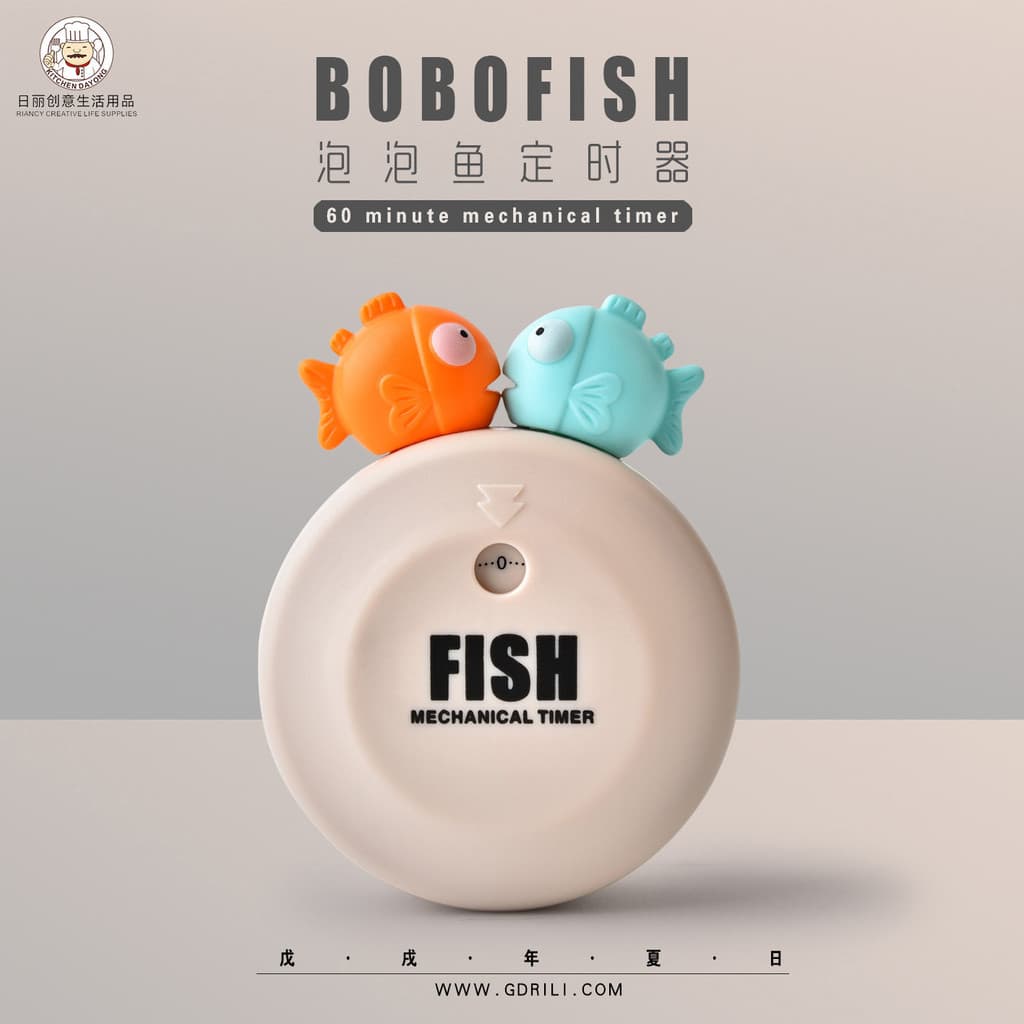 Bolha peixe temporizador despertador mecânico Rili criativo suprimentos de cozinha dos desenhos animados temporizador va