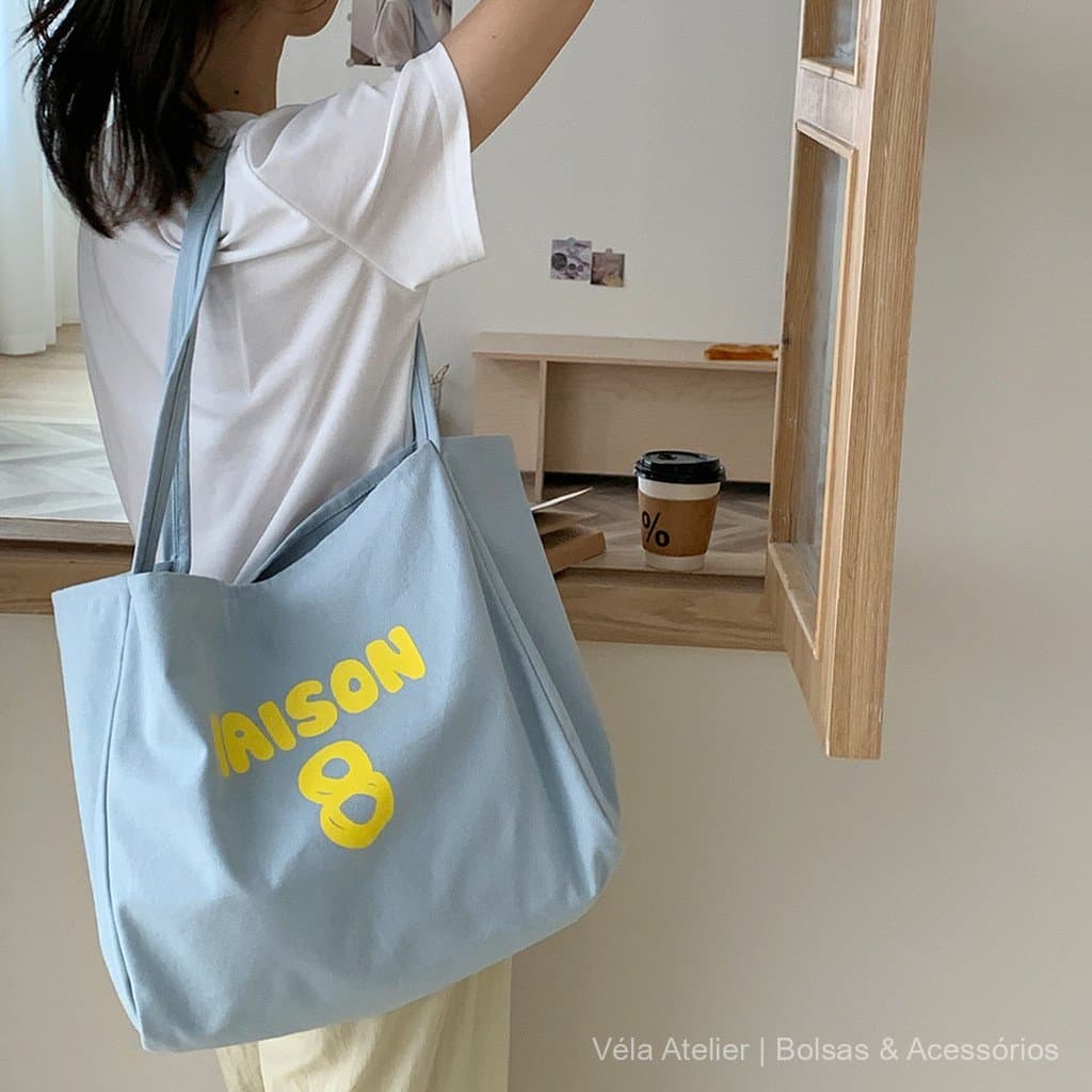Bolsa tote espessa de grande capacidade, bolsa de ombro casual estilo coreano, bolsa de lona vermelha brilhante com letr