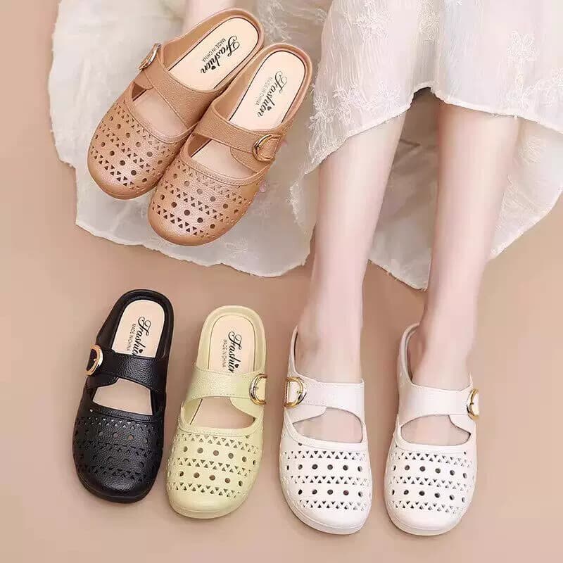 Novas senhoras Baotou chinelos sapatos de praia feminino verão All-Match sola macia superfície macia Anti-deslizamento b