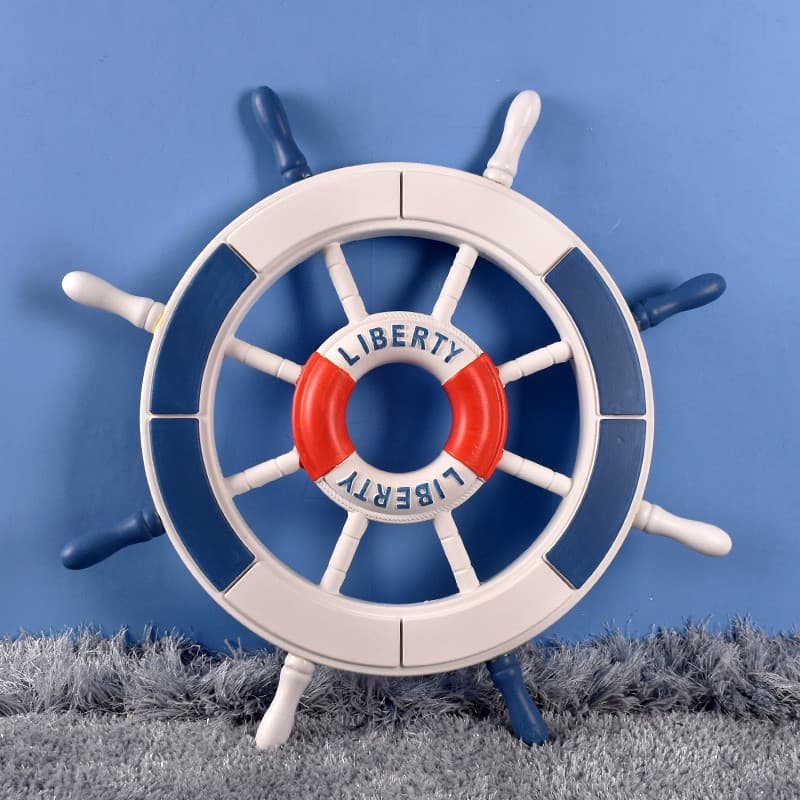 Estilo mediterrâneo 62CM vermelho Lifebuoy modelo leme volante leme decoração do quarto das crianças decoração da parede