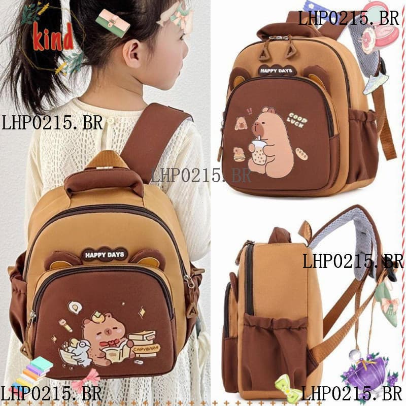 Bolsa Escolar KIND Capivara , Mochila Leve De Desenho Animado De Jardim De Infância De Nylon Com Vários Bolsos