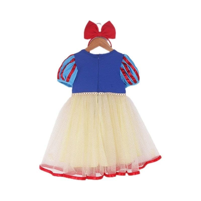 Menina Pettiskirt festa de aniversário clássico vestido branco de neve Disney estilo princesa dia