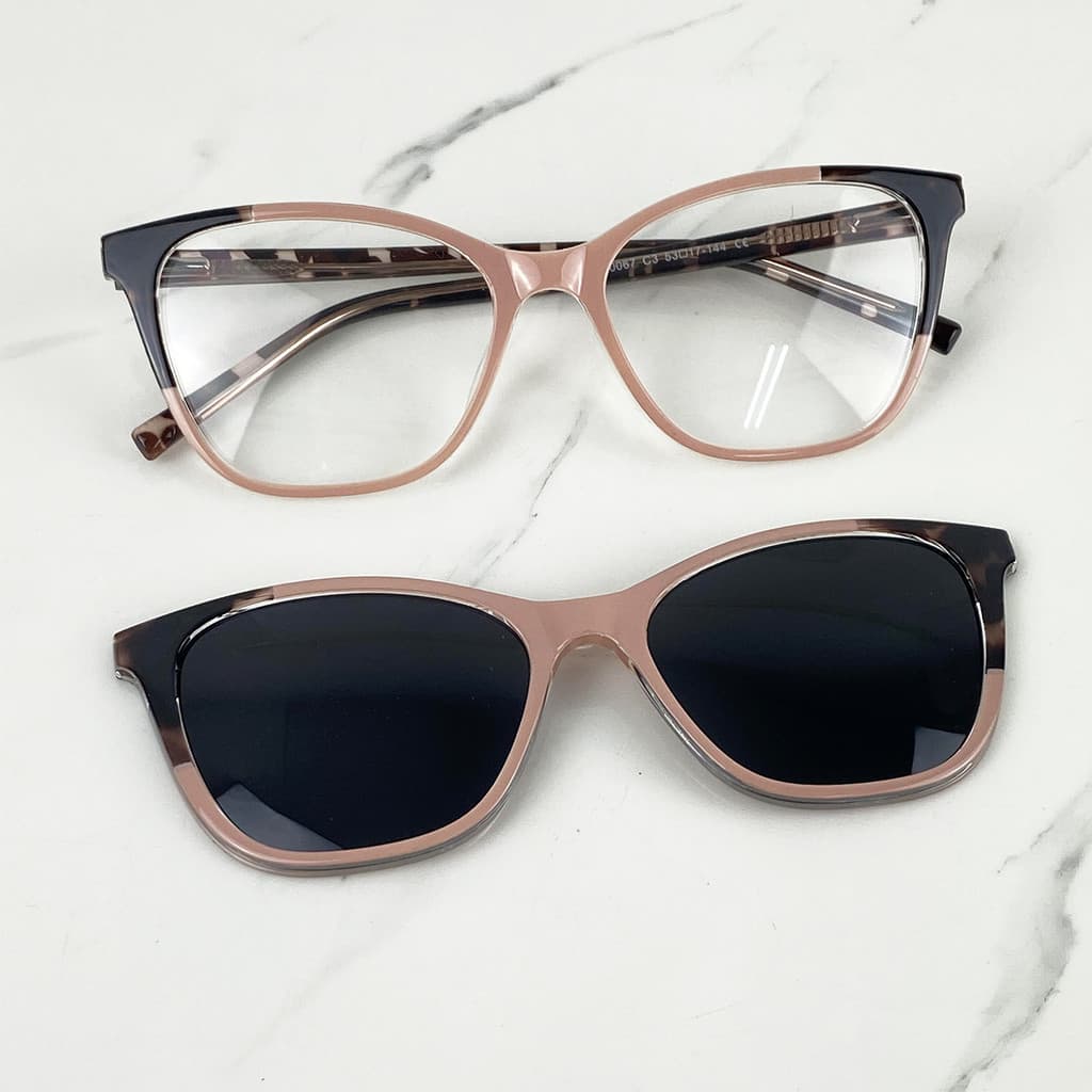 Armação De Oculos Feminina Para Grau Varias Cores Polarizado Com Clipon Solar CF438