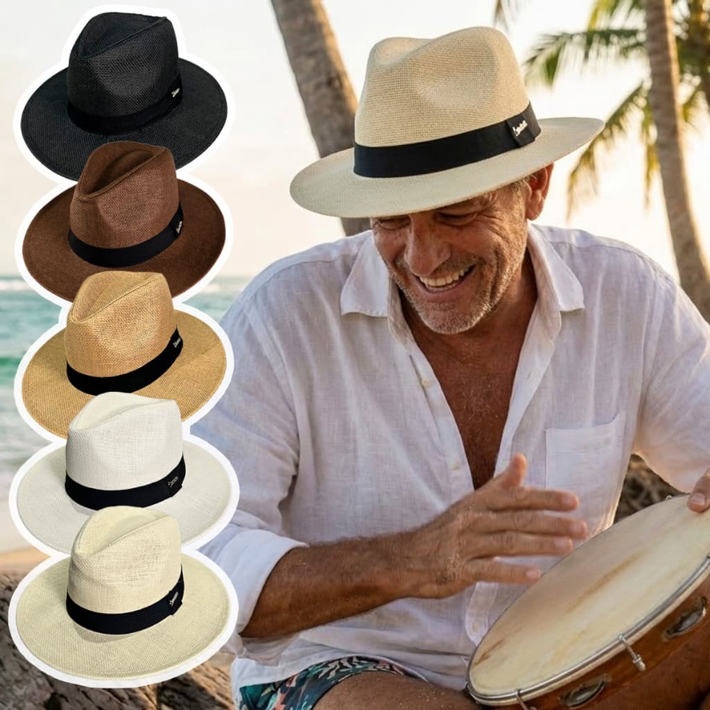 Chapeu Pagodeiro Fedora Panamá Original Alta Qualidade Adulto Umbanda Festa Comemoração Verão Calor