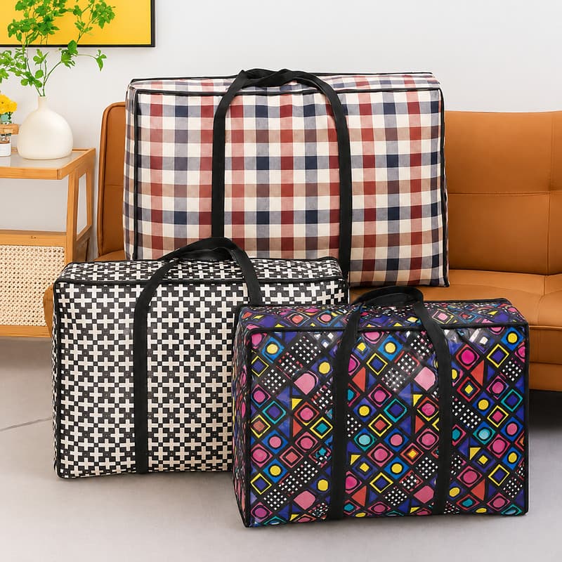 Kit Sacolão Bolsa com Zíper – Sacolas Grandes Impermeáveis para Viagens e Compras