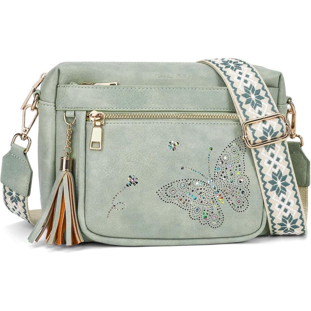 Bolsa Transversal Feminina KITEVIUN, Bolsa Transversal de Couro Elegante, Bolsa de Ombro com Design de Borboleta SERV