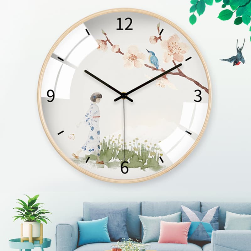 TQJ mudo relógio de parede de madeira maciça Mori Nordic sala estar casa moda relógio de parede moderno simples relógio