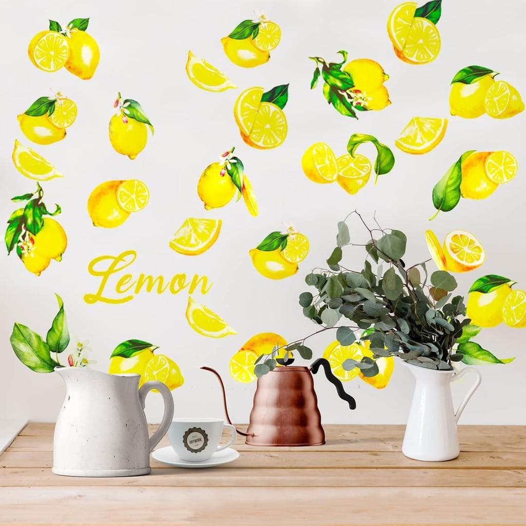 Adesivos de Parede de Limão, Adesivos de Frutas para Decoração de Parede, Decoração de Parede Removível e Colável para S