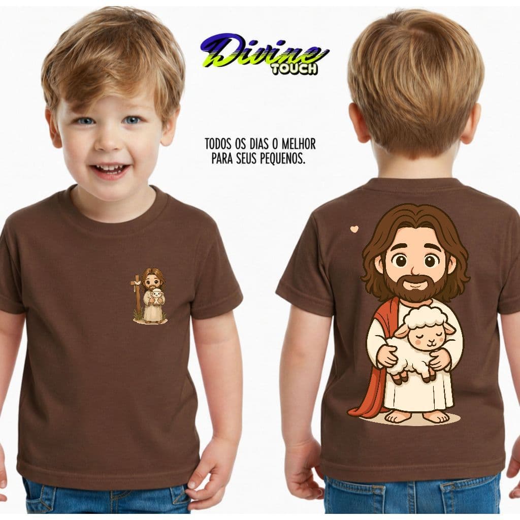 Camiseta Infantil Jesus Cristo Cruz Malha 30.1 100% Algodão Camisa Juvenil Estilosa Cristão